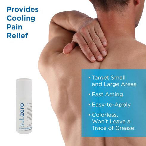 Sub Zero Cooling Pain Relief Gel, 3oz Roll-On for Muscle and Joint Relief