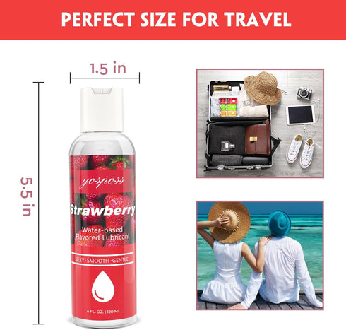 YOSPOSS 4 fl.oz. Strawberry Flavored Water Based Lubricant for Men Women, Sugar-Free Natural Feel Personal Lube