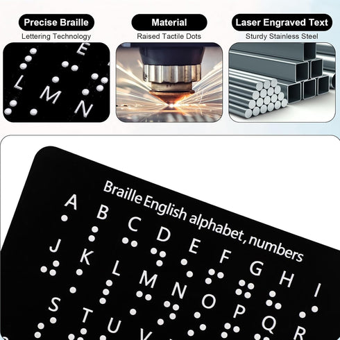 Penitue 19x12cm/7.5x5in Braille Alphabet Board with Raised Dots, Braille Alphabet and Number Board Learning Letter