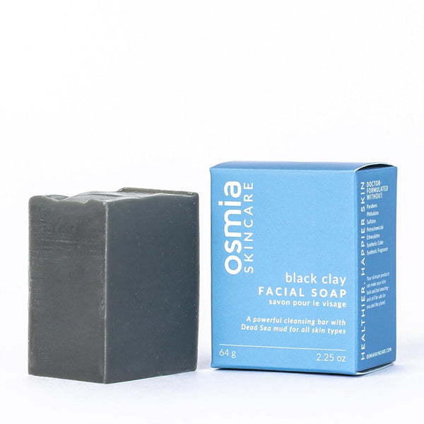 Osmia Skincare Natural Black Clay Facial Soap Bar, Dead Sea Mud, Jojoba Oil, Mango Butter, Coconut Milk, Clean Beauty
