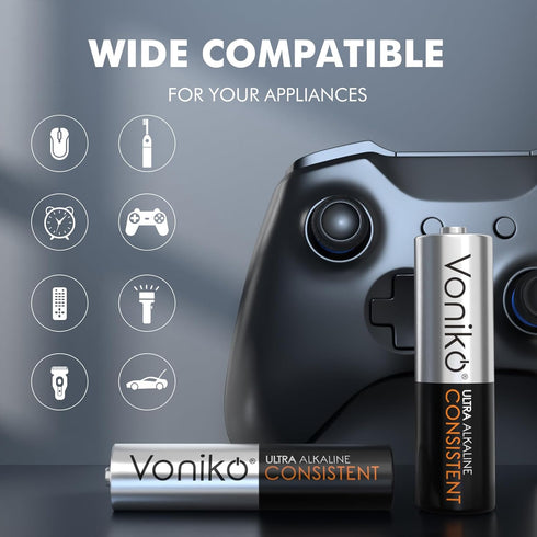 Voniko 48 Count Pack, 24 24 1.5V 10-Year AA and AAA Batteries Combo Double A and Triple A Batteries, Premium Alkaline