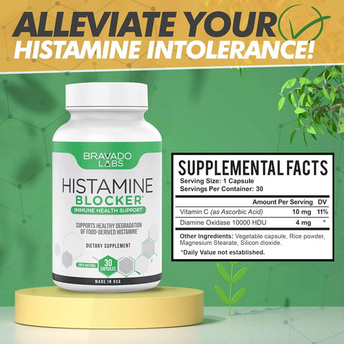 Premium Histamine Block Supplement, Diamine Oxidase for Food-Derived Histamine Intolerance, Made in USA (30 capsules)