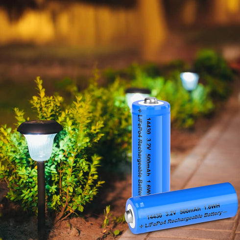 winbasic 14430 LiFePo4 3.2v 500mAh (8 Pack) Rechargeable Batteries, for Outdoor Solar Garden Lights, Tooth Brush