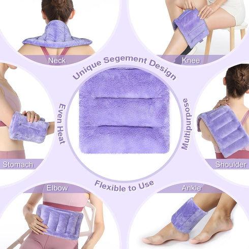 SuzziPad Microwave Heating Pad 7x16 - Moist Heat Pack for Pain Relief, Cramps, Muscle Ache, Purple