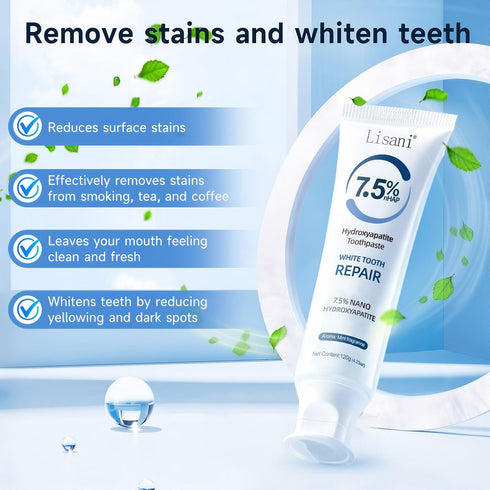 Set 2-Pack Hydroxyapatite Toothpaste for Teeth Remineralization, Enamel Repair, Sensitivity Relief & Whitening