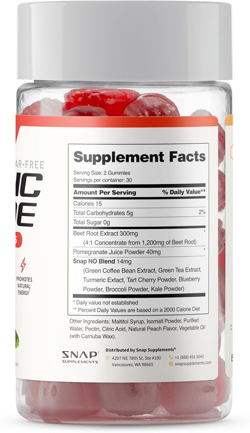 Gummies 60 Gummies (30 1 Snap Supplements Nitric Oxide Beet Root Supplement with Organic Beets - Energy & Circulation