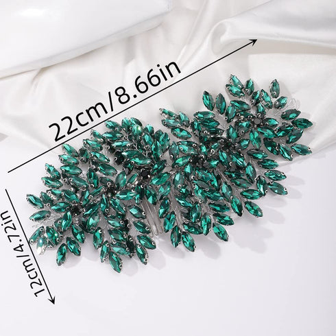 Large Full Rhinestones Flower Bride Hair Comb - Luxurious Wedding Accessories for Women