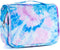 Kids Hanging Toiletry Bag for Girls, Waterproof Travel Makeup Wash Bag, Tie Dye Blue
