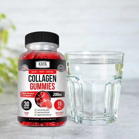 Kaya Naturals Collagen Gummies for Men & Women - 1000mg Hydrolyzed Collagen, Vitamin C & Biotin, 30 Count.