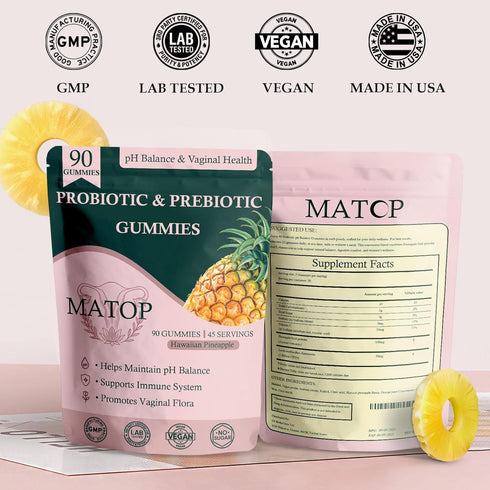 Gummies Gummies 90 Gummies (45 MATOP Probiotic Prebiotic pH Balance - Vaginal Health for Women Pro + Prebiotic