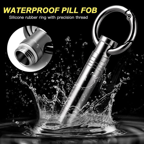 TISUR Small Keychain Pill Holder, Portable Titanium Metal Travel Pill Organizer Container for Purse, Waterproof