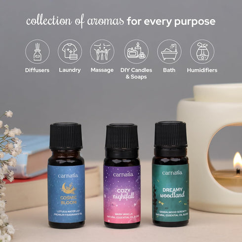 Set 6 Carnatia Starry Spell Fragrance Oil Magical & Calming Aromatherapy Blends for Stress Relief, Relaxation