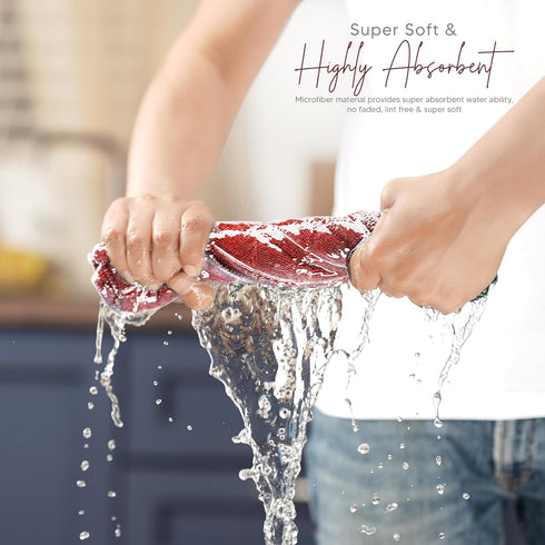 Utopia Towels - Microfiber Kitchen Towels, 12 x 12 Inches, Super Absorbent, Soft, Lint Free Dish Towels (8 Pack, Red)