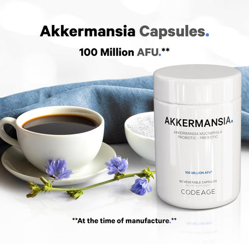 Codeage Akkermansia Muciniphila Probiotic Supplement - 90 Capsules, 3-Month Supply, 100 Million AFUs, Chicory Inulin