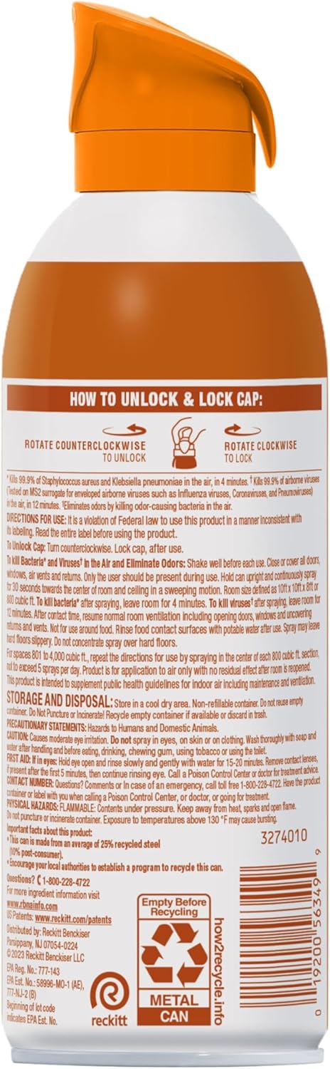 Sunset 10 oz (Pack 3) Lysol Air Sanitizer Spray with Bacterial Odor Eliminator for Home & Office, Sanitizing Air Spray