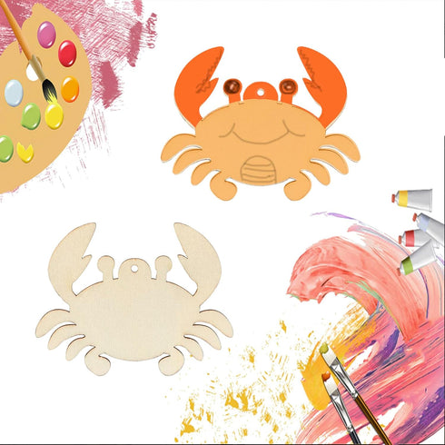 Zontween 20 Unfinished Crab Wooden Tag Hanging Wood Sea Animals Wood Cutout Blank Wood Slices Wooden Tags with Twine