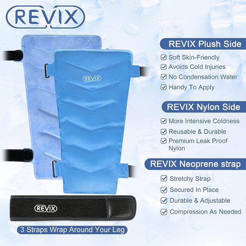 REVIX Large Ice Pack for Injuries, Reusable Gel Ice Wrap for Leg, Hip, Knee, Cold Compress for Pain Relief