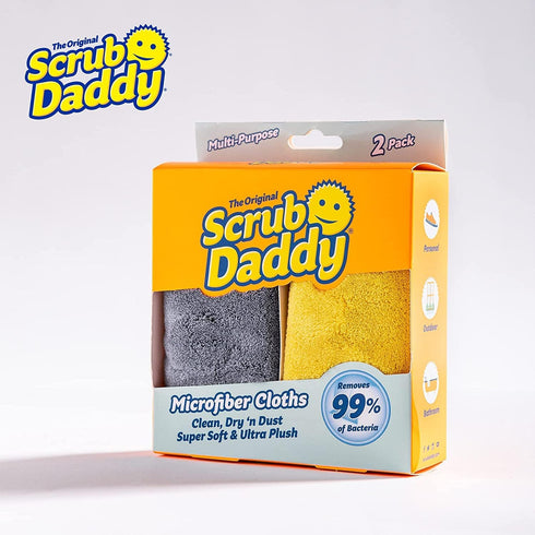 Scrub Daddy Microfiber Cloths - All Purpose Super Soft & Ultra Plush Microfiber Towels - Contains Grey & Yellow Cleaning Rags (2 Pack) by Scrub Daddy