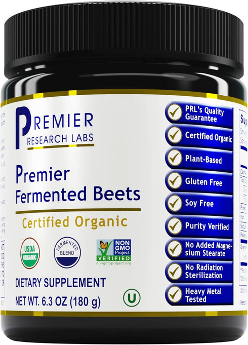 Premier Research Labs Fermented Beets - Gut Health Support Supplement, Organic Beetroot Powder, 6.3 oz