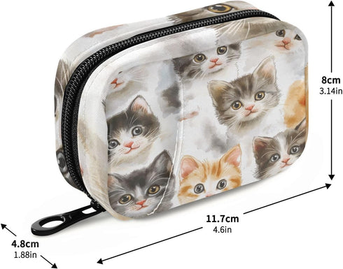 Ollabaky 7 Pill Organizer Cute Kittens Cartoon Cats Travel Pill Cases Bag Portable Pill Container Days Pill Box