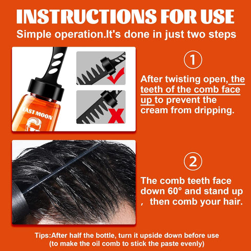 Men Hair Styling Gel with Comb, 2 in 1 Wax Gel for Long Lasting Fluffy Hair, 100ml
