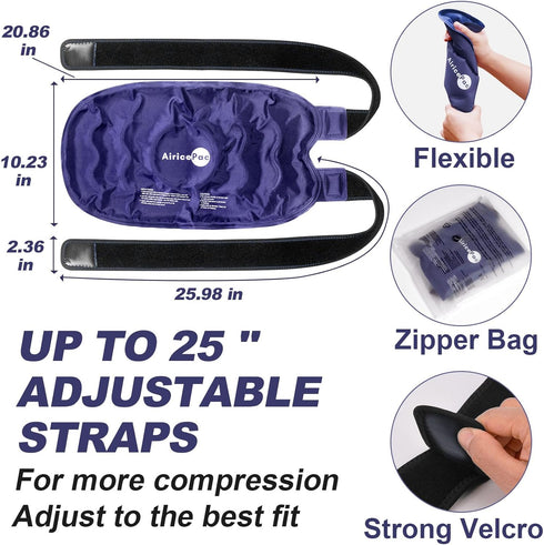 XXL Ice Pack Wrap for Knee After Surgery, Reusable Gel Large Ice Pack for Pain Relief, Swelling, 2 Pack Blue