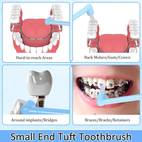 Tangseajiao 4 Pcs Multicolor Lightweight Orthodontic Toothbrush, Orthodontic Toothbrush with Small Head, Ultra Soft Gum
