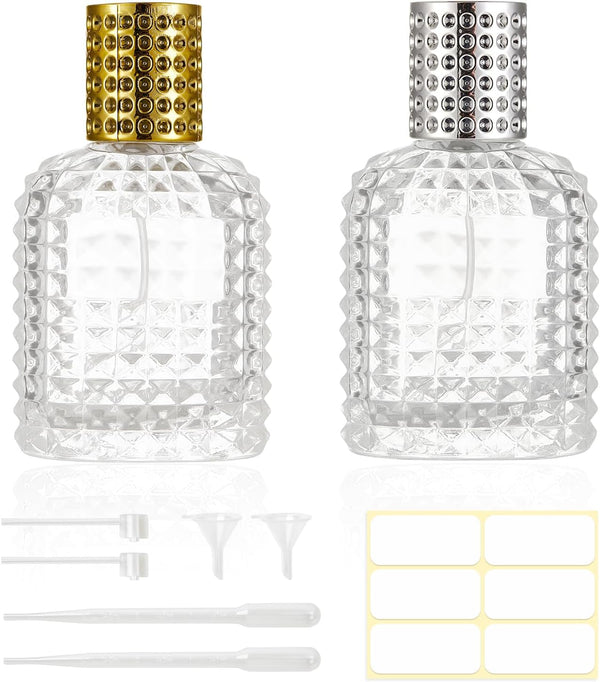 2 Pack 50ml Refillable Spray Perfume Bottles, Portable Clear Atomizer, Travel Perfume Dispenser