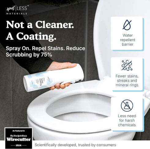 spotLESS MATERIALS Toilet Coating, Toilet Coating Spray for Ceramic and Porcelain, Water Repellent Barrier, Helps