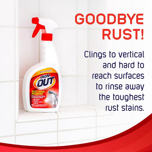 IRON OUT Rust Stain Remover Spray Gel, 24 Ounces, 3-Pack for Bathrooms, Kitchens, Laundry, and Outdoors