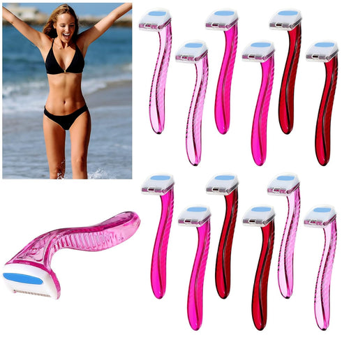 Honoson 12 Pieces T Type Bikini Razors - Disposable Women’s Travel Shaver for Body Hair Removal