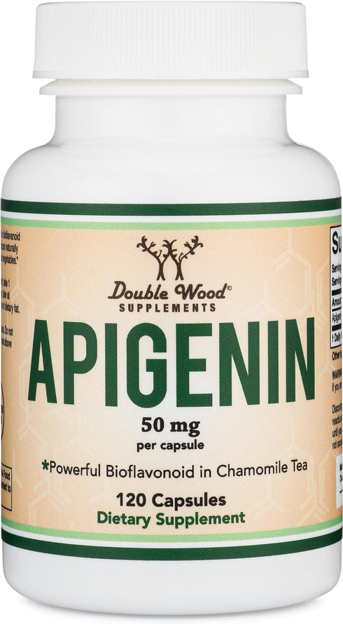 Apigenin Supplement - 50mg per Capsule, 120 Count for Relaxation, Sleep, and Mood - Gluten Free by Double Wood