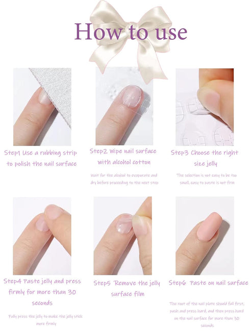 Press on Nails Medium Almond SWEKKE, Full Cover Fake Nails with 3D Bow Designs, 24Pcs Cute Acrylic Nails
