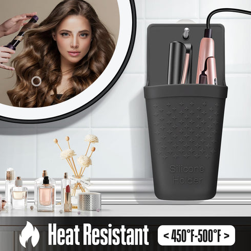 Heat Resistant Silicone Hair Iron Mat and Pouch, Portable Travel Hair Straightener Mat, 1 Pack (Black)