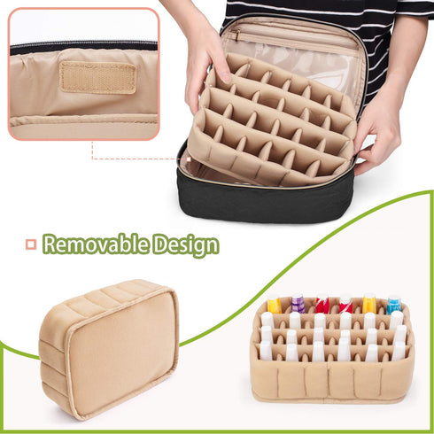 Yarwo Nail Polish Carrying Bag - Holds 24 Bottles, Travel Storage Organizer for Nail Polish, Black