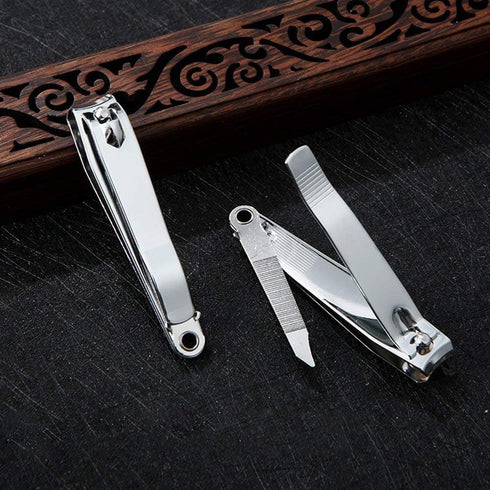 Silver Nail Clippers Set, Toenail Clippers and Fingernail Cutters for Thick Nails, Includes Nail File