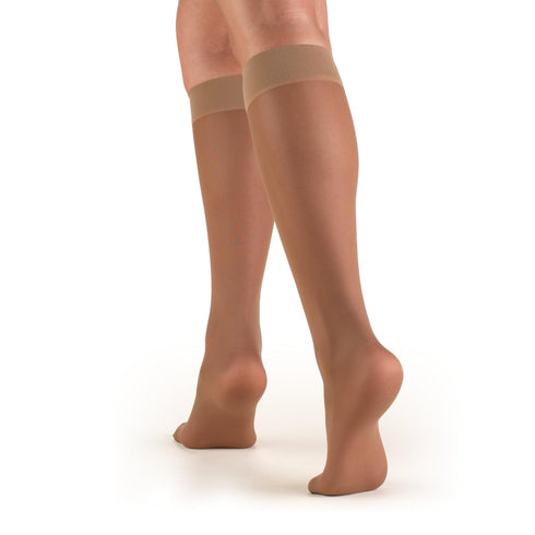 Sheer Compression Stockings, 8-15 mmHg, Women's Knee High Length, 20 Denier, Taupe, X-Large