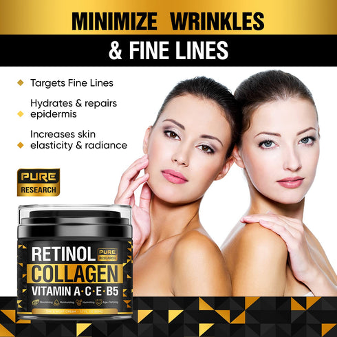 Retinol Face Cream, Natural Anti-Wrinkle Cream, Anti-Aging Facial Moisturizer with Collagen & Hyaluronic Acid