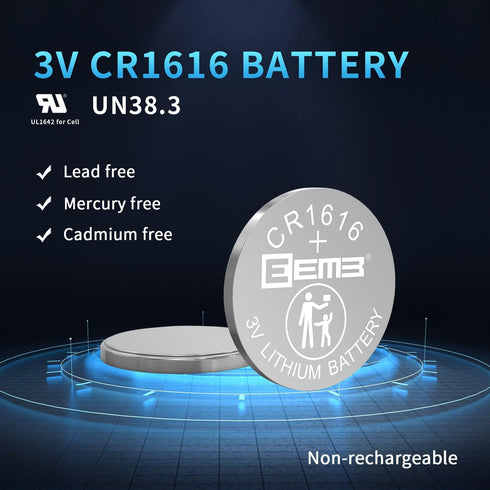 EEMB 5 Pack CR1616 3V Lithium Button Coin Cell Batteries for Remote Control, Watch, Calculator, Thermometer, Mobile Game