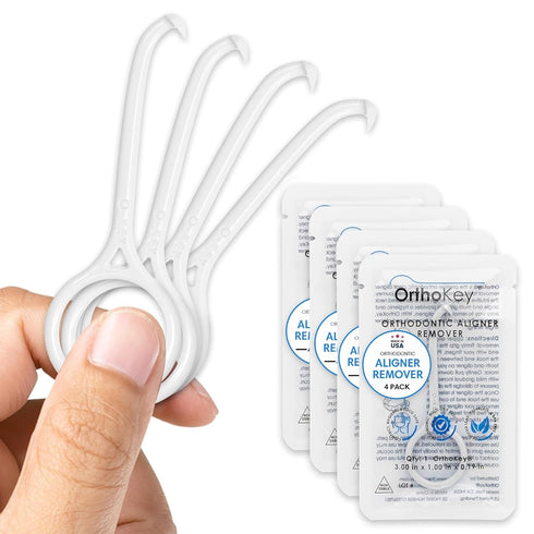 OrthoKey Clear Aligner Removal Tool, Dental Grade Invisalign Remover for Invisible Braces, 4-Pack, White