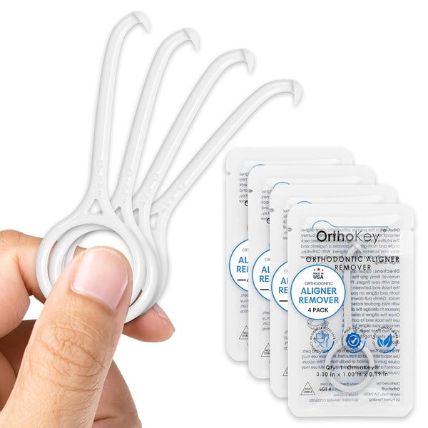 OrthoKey Clear Aligner Removal Tool, Dental Grade Invisalign Remover for Invisible Braces, 4-Pack, White