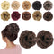 MORICA 2-Piece Messy Bun Hair Pieces - Synthetic Curly Wavy Chignon Ponytail for Thin Hair, Medium Brown
