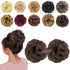 MORICA 2-Piece Messy Bun Hair Pieces - Synthetic Curly Wavy Chignon Ponytail for Thin Hair, Medium Brown
