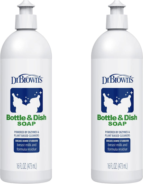 Dr. Brown's Bottle & Dish Soap for Baby Bottles, Plant-Derived, Fragrance-Free, 16 fl oz, 2 Pack