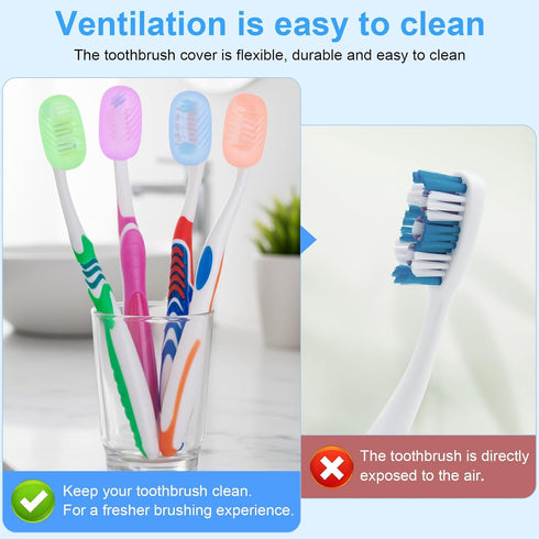 Xixter 12 Pack Silicone Toothbrush Covers for Travel, Tooth Brush Cover Cap for Electric & Manual Toothbrushes Head