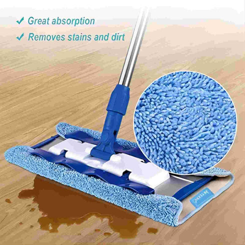 Pack 8 KEEPOW Microfiber Mop Cloth Refills Compatible with MR.SIGA Professional Microfiber Mop, Double Side use, Wet