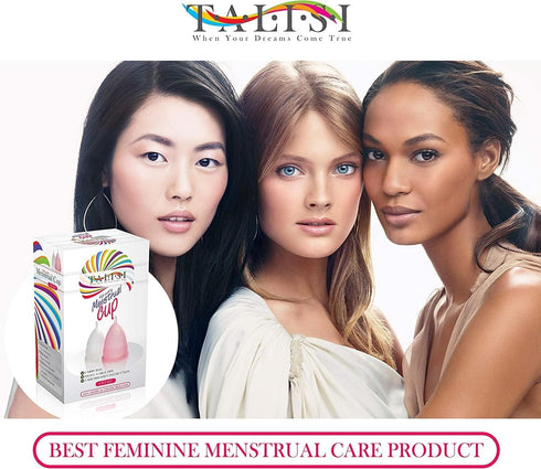Talisi Menstrual Cups Set of 2 - Reusable Period Kit (Small & Large Sizes) - Super Soft Silicone for Feminine Hygiene.