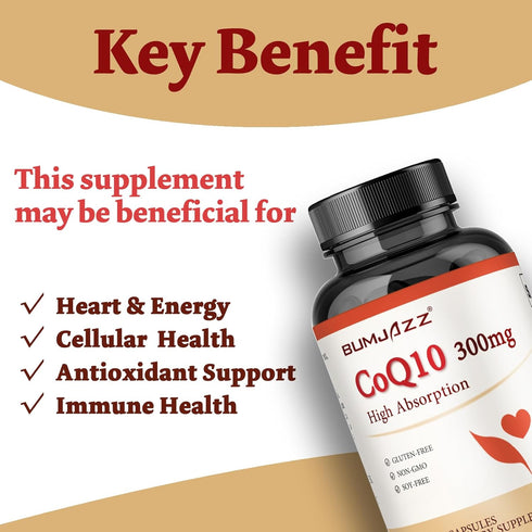 CoQ10 300mg - 120 Capsules - High Absorption - Non-GMO - Gluten-Free