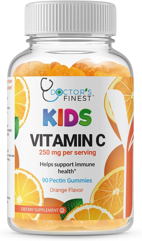 Doctors Finest Vitamin C Gummies for Kids – 90 Jellies, Vegan, GMO Free, Gluten Free, Great Tasting Orange Flavor