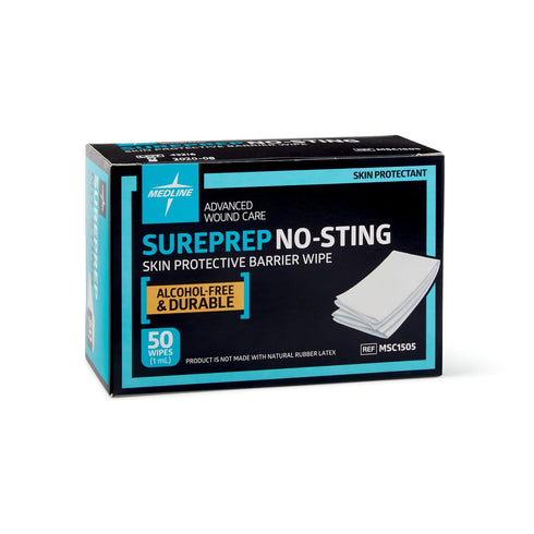 Pack 50 Medline SurePrep No-Sting Skin Protective Barrier Wipes